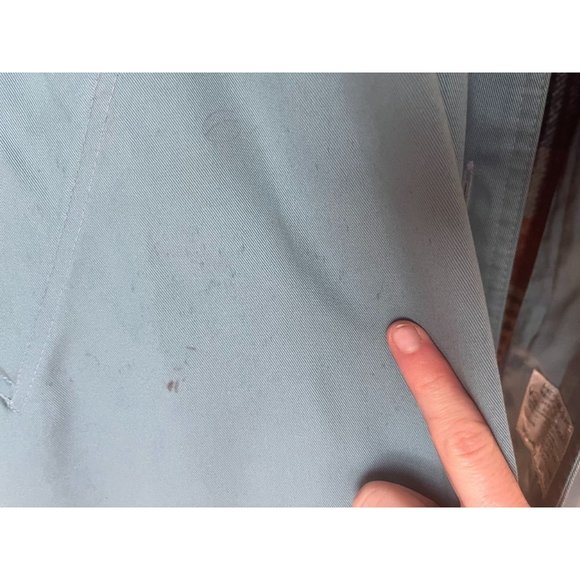 90s Grey Blue Trenchcoat with Brown Plaid Recycled Wool Removable Lining - Picture 2 of 7